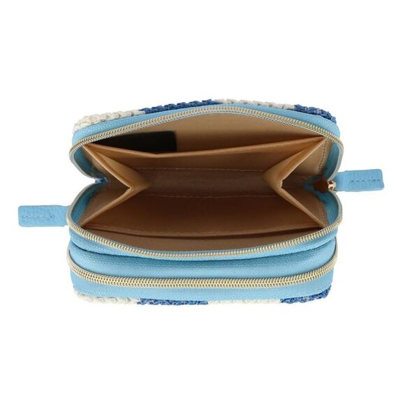 Buxton Women's Striped Straw Vegan Leather Wizard Wallet - Picture 3 of 3